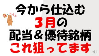 今から仕込む　3月の配当優待銘柄　これ狙ってます！