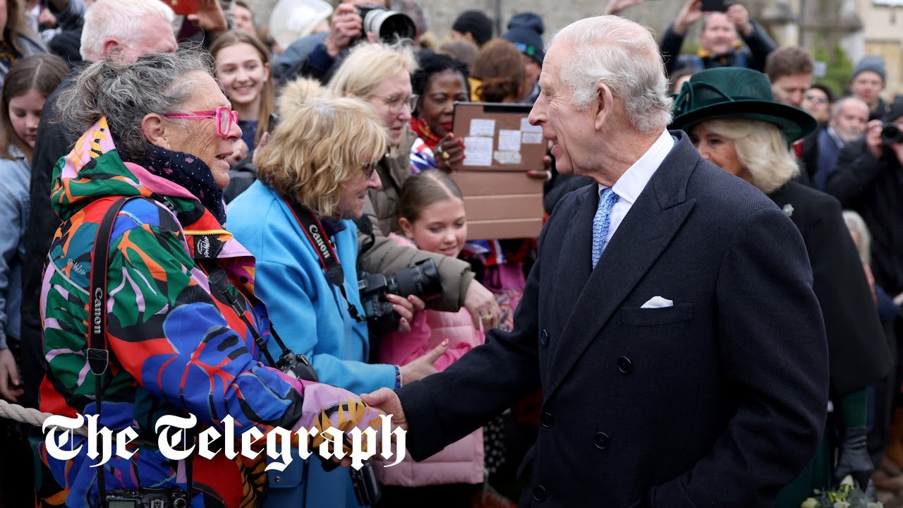 ⁣King Charles greets well-wishers on surprise walkabout for Easter Sunday
