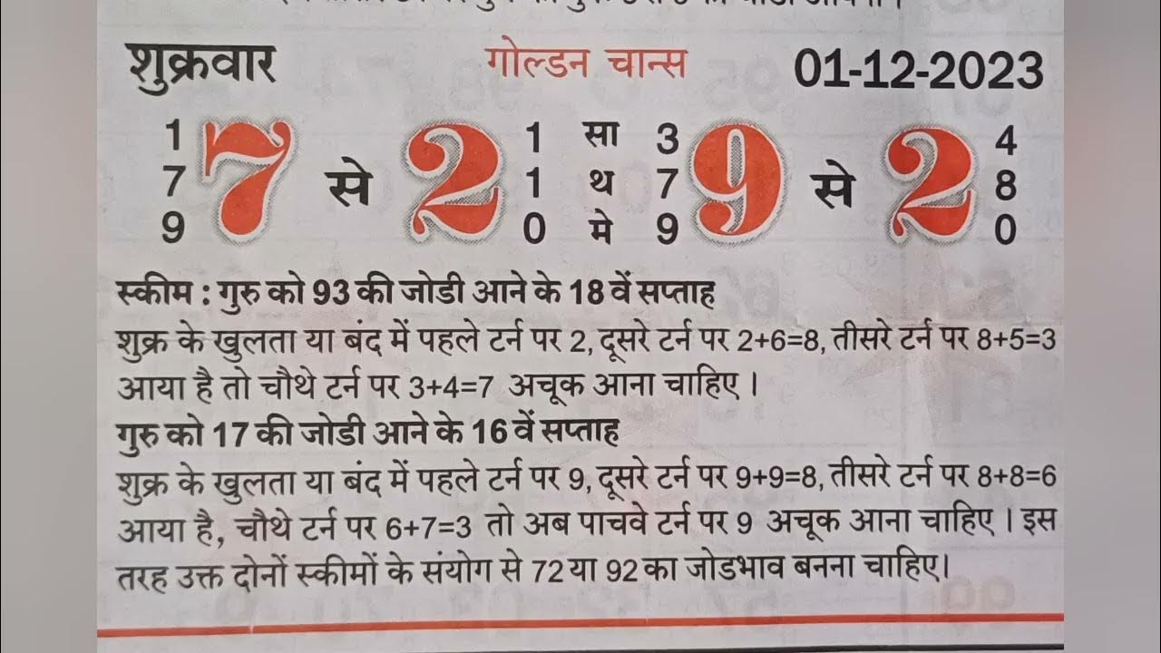 Kalyan Super charts 01122023 YouTube