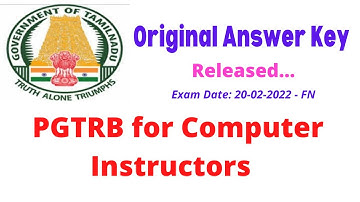 PGTRB Computer Instructor | Answer Key Released | Exam Date: 20 Feb 2022 | FN