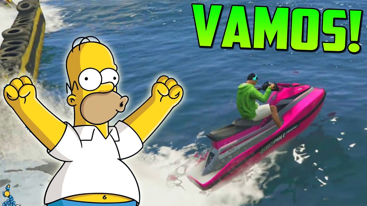 INCREIBLE! CON MOTOS DE AGUA!! Gameplay GTA 5 Online Funny Moments (Carrera GTA V PS4) YouTube