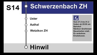 SBB Spezialdurchsagen » S14 Bauarbeiten kein Halt in Nänikon-Greifensee | SLBahnen