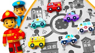 Lets Match The Vehicle To Its Home Vehicles Puzzle For Kids Ambulance, Fire Truck, Police Car