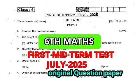 6th std Science First mid term test july-2025 original Questionpaper II 6th std First mid term -2025