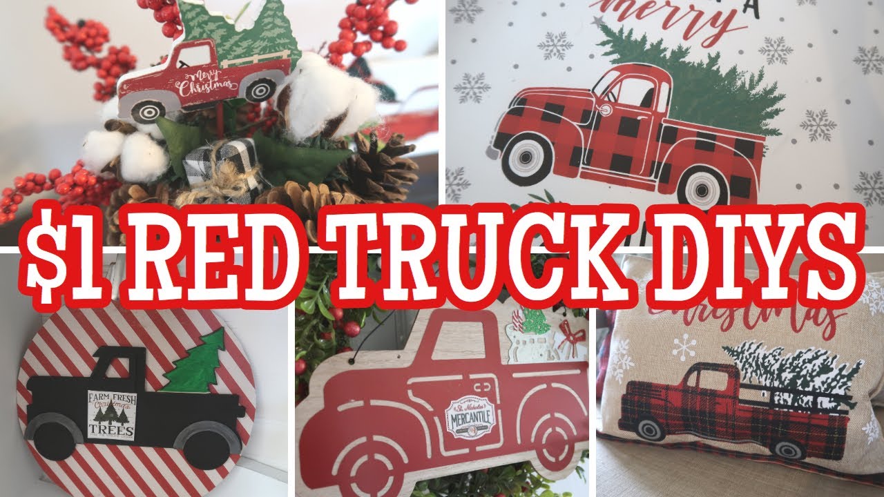 10 Dollar Store DIY Red Truck Christmas Decor | $1 Easy Christmas ...