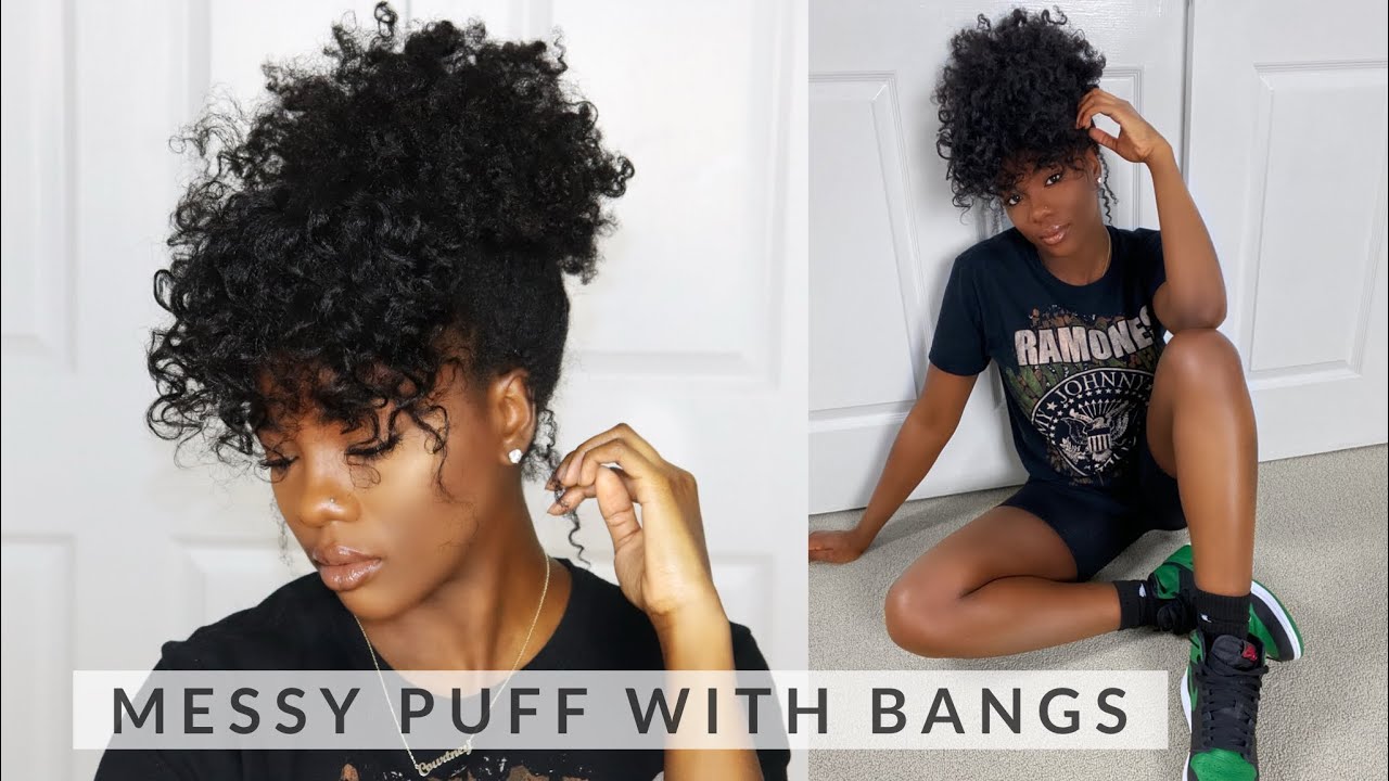 Hairstyle - Messy Bun With Clean Puffs - YouTube