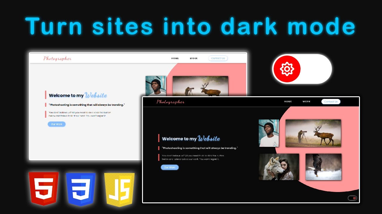 Add Light/Dark Mode Theme To a Website | HTML, CSS & JavaScript - YouTube
