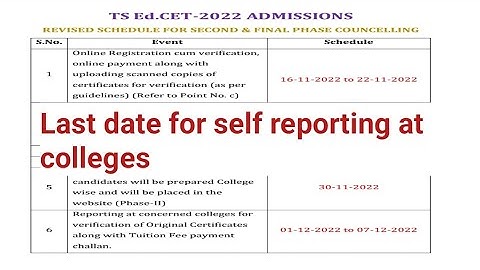 TS EDCET 2022 Last date for self reporting at colleges.