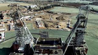 Clipstone Colliery coal mine known for its iconic, 60m+ tall Grade II listed headstocks