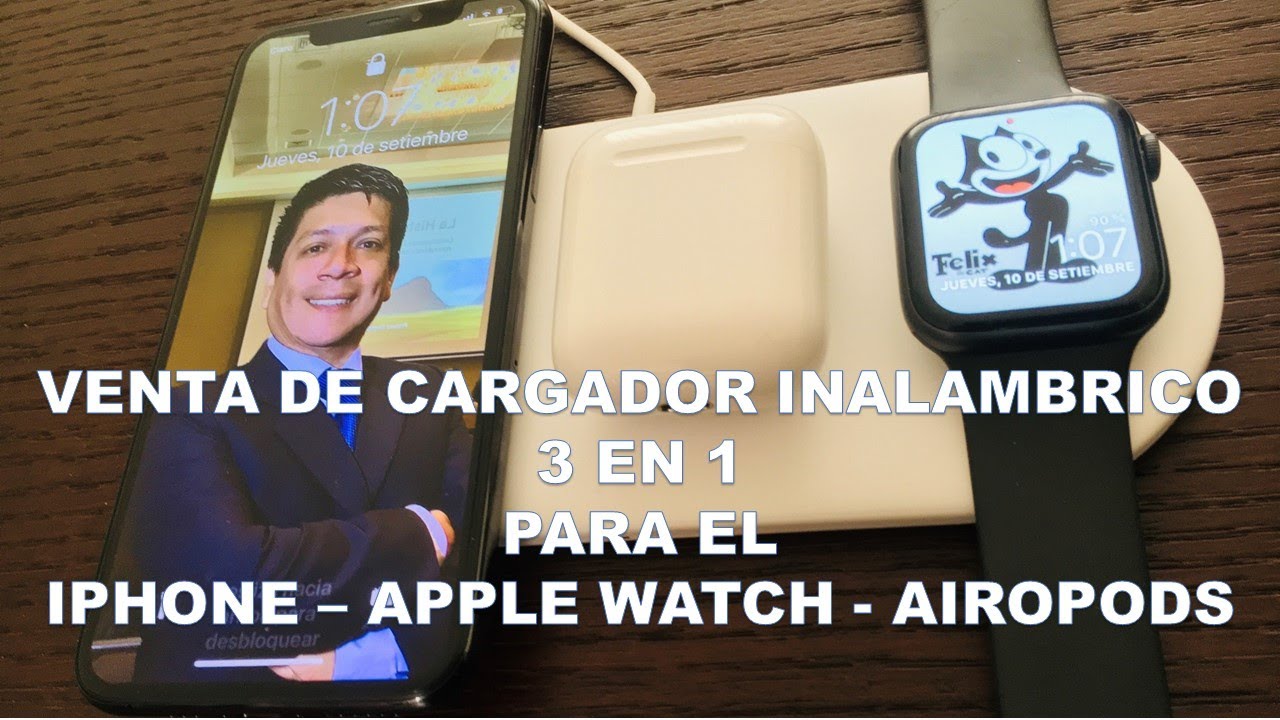 CARGADOR INALÁMBRICO - 3 EN 1 - PARA EL IPHONE, APPLE WATCH, AIRPODS - PARA  EQUIPOS CON Qi - YouTube