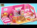 Comment faire une maison dours en peluche rose avec chambre cuisine  maison en carton miniature