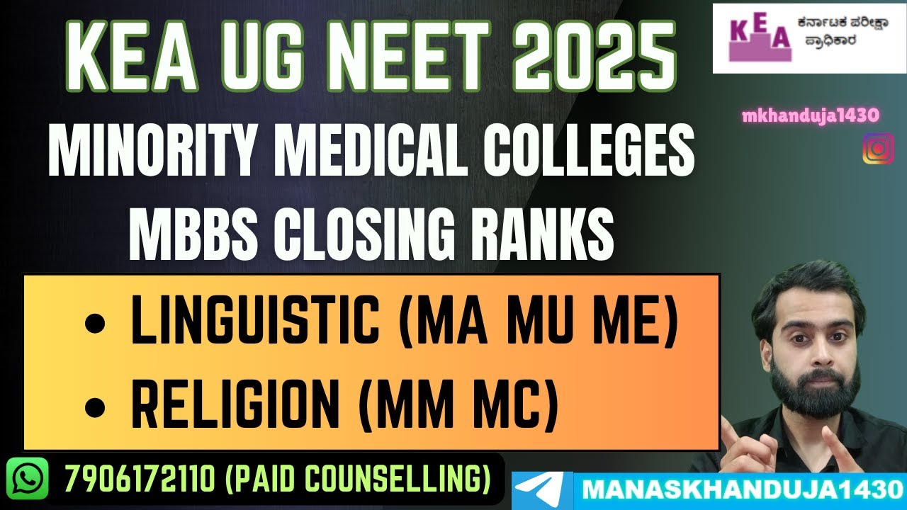 NEET UG 2025 | KARNATAKA MINORITY MEDICAL COLLEGES MBBS CLOSING RANKS ...