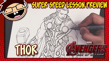 Lesson Preview: How to Draw THOR (Avengers) | Super Speed Time Lapse Art