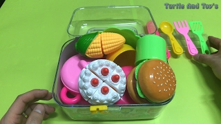 Just Like Home Hamburger and Cake Set Toy Cutting Food Velcro Cooking Playset Toy Food