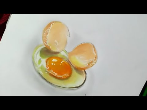 Drawing Realistic Crack Egg with Yellowish yolk...step by step process