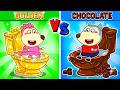 Inodoro Dorado vs Inodoro de Chocolate🚽¿Cuál te gusta más?🤔❓Cuentos para Niños de Wolfoo en Español