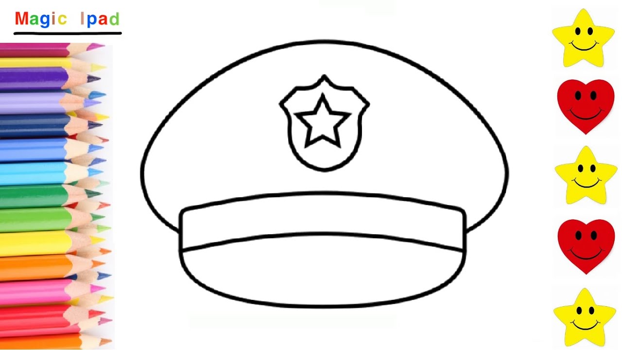 Como dibujar una GORRA DE POLICIA, dibujos para niños 💓⭐ How to draw a  POLICE CAP