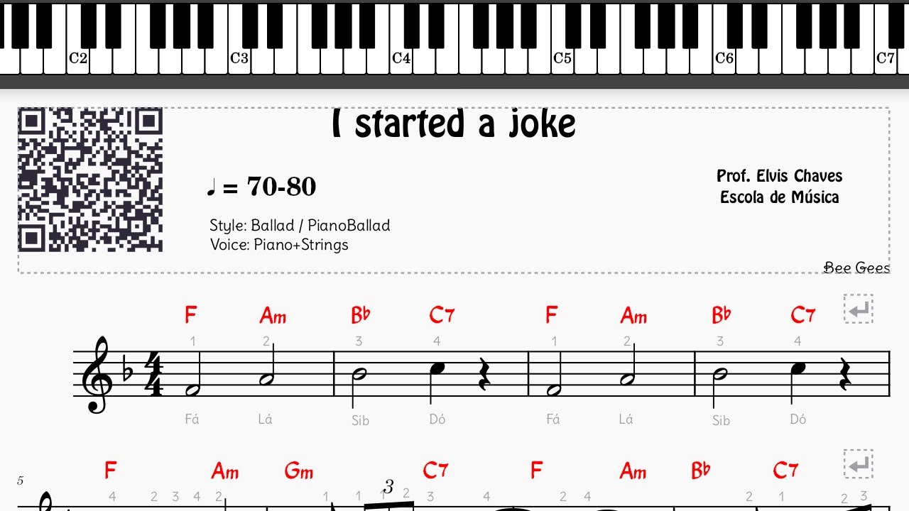 🎼 I started a joke - 230 - Bee Gees - Tutorial Partitura Fácil 2