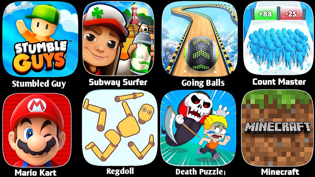 Gramic Monster Scary survival, Subway Surfers, Heros, Count Master, Mario kart Sonic Dash, Minecraft