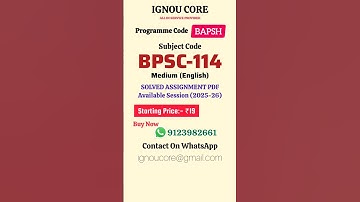 BPSC 114 Solved Assignment PDF 2025-26 in English, BAPSH program BPSC-114 Solved assignments