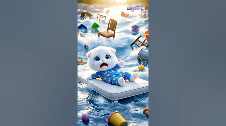 Cat swept away by floodwaters 🌊😿 #cat #cartoon #cutecat #sadcatstory #catlovers #catvideos #flood thumbnail