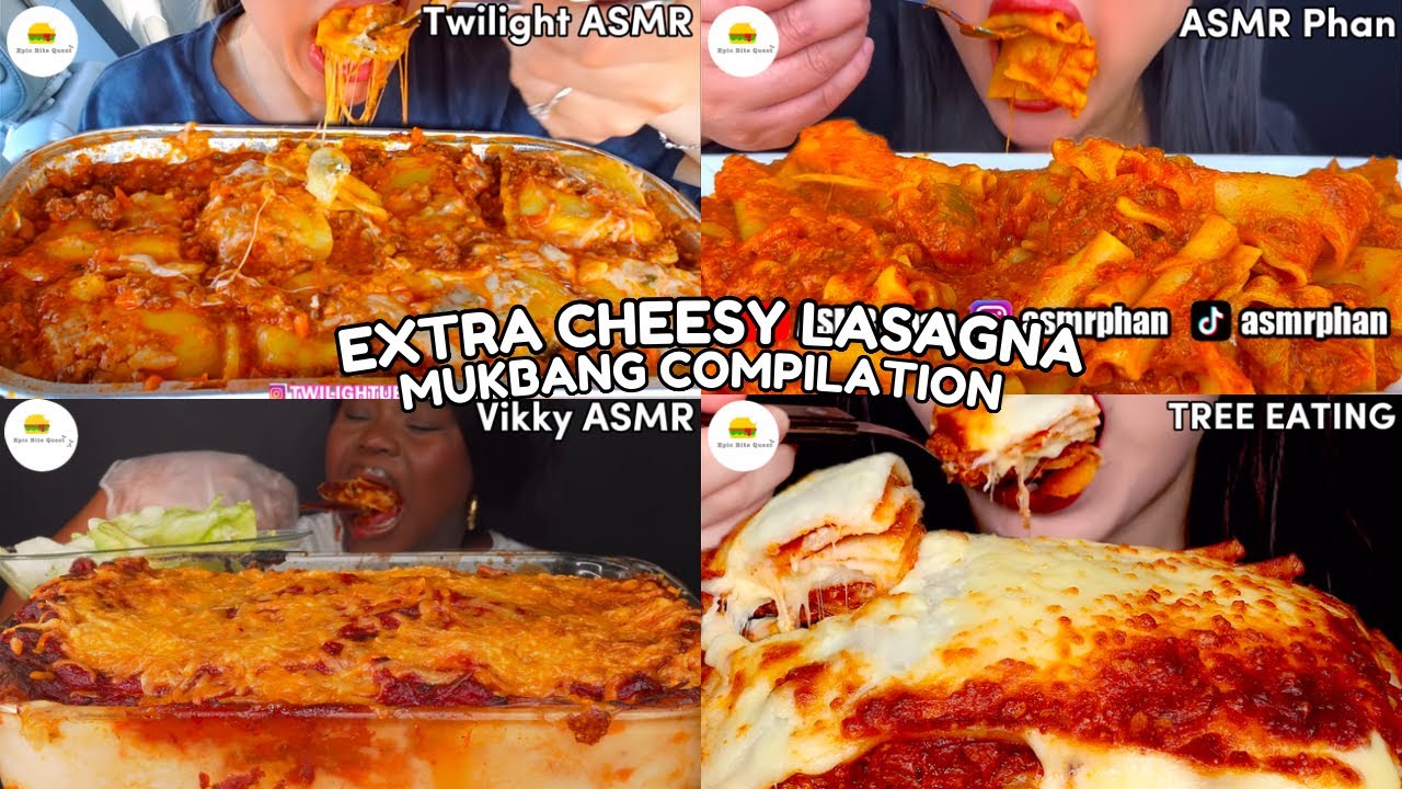 ASMR | EXTRA CHEESY LASAGNA MUKBANG COMPILATION | BEST ITALIAN FOOD EATING SHOW |