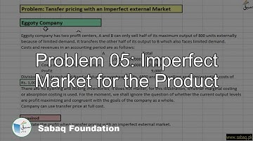 Problem 05: Imperfect Market for the Product, Accounting Lecture | Sabaq.pk
