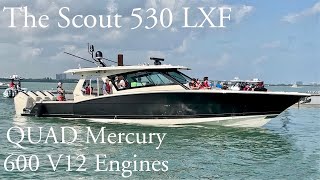 QUAD Mercury 600 V12 Engines on the Scout 530 LXF: Sea Trial and Tour (Miami Boat Show 2022)