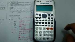 Use casio fx-570es to find mean for data in frequency table.