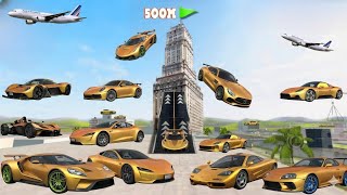 All Golden High Speed SuperCars Big Ramp Stunt Challenge // Extreme Car Driving Simulator #2025  screenshot 1