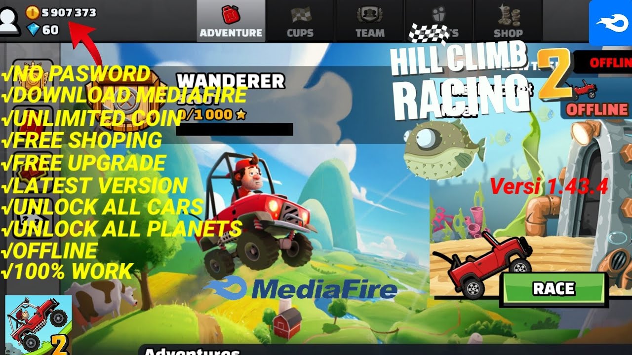 DOWNLOAD GAME HILL CLIMB RACING 2 VERSION 1.43.4 MOD APK