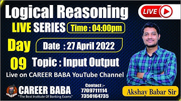 | Logical Reasoning LIVE Series |  By Akshay Babar Sir | CAREER BABA |