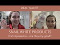 SNAIL WHITE REVIEW AND FIRST IMPRESSIONS | moisturizing body wash, icy white mask, glow potion toner