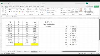 Calculation of Arithmetic Mean in a Continuous Series  by Three Methods (Excel)