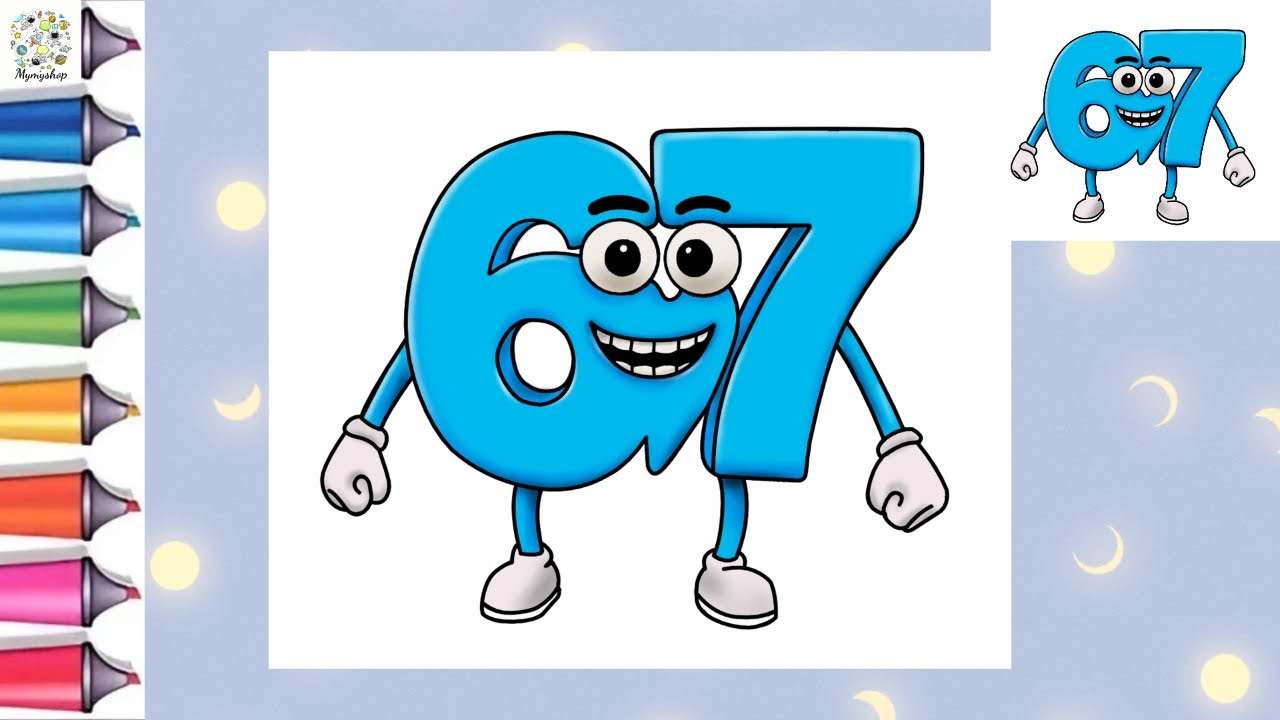 How to Draw 67 | Easy Step by Step Cartoon Drawing Tutorial - YouTube