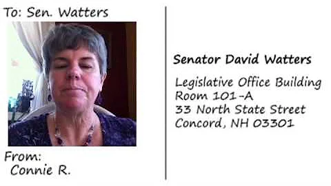 To: Sen. Watters; From: Connie