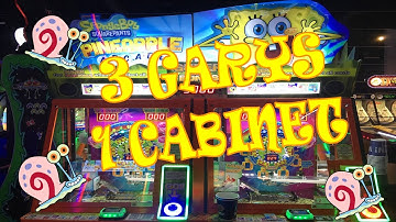Spongebob Coin Pusher (3 Garys in 1 Cabinet) at Dave And Busters| CRAZY TICKET JACKPOT | ClawD00d!