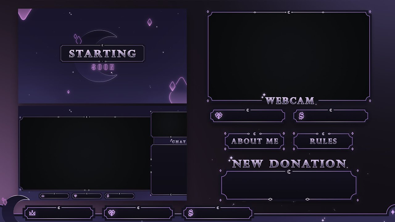 ANIMATED Goth Twitch Overlay | Vtuber Witch Overlay Pack | Celestial ...