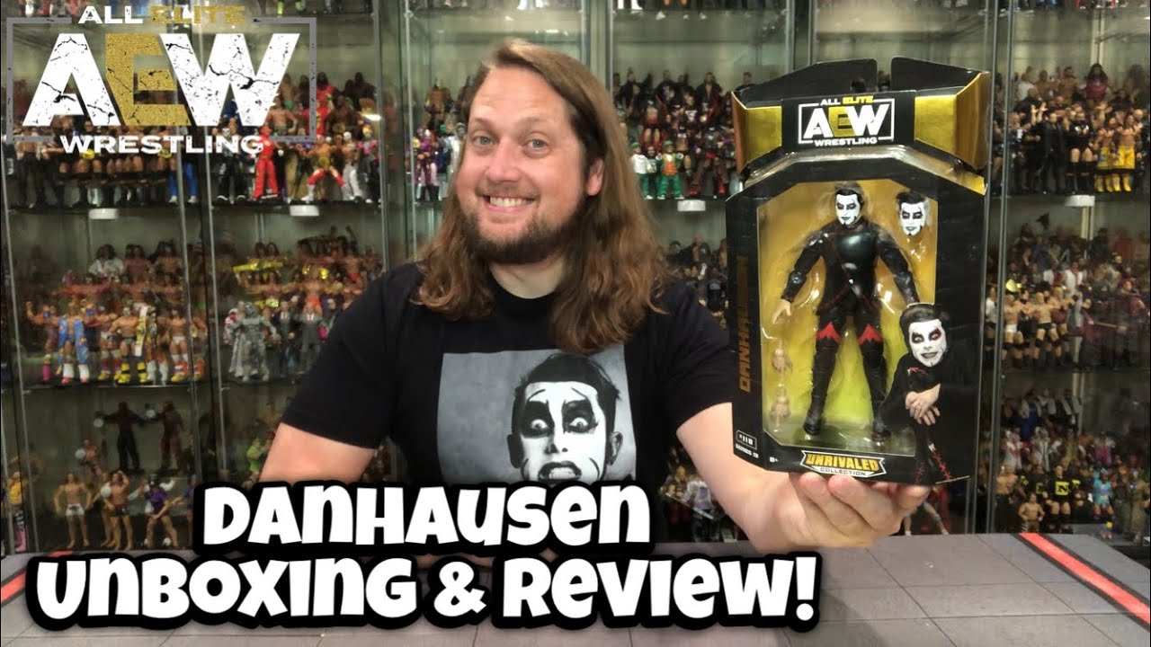 Danhausen unboxing and reviewing AEW unrivaled toys Young Bucks