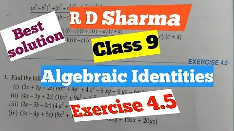 R D Sharma Class 9  Ex.4.5   Chapter- 4 ( Algebraic Identities )