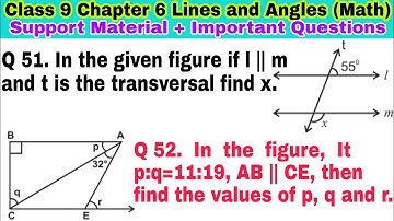Class 9 Ch-6 Q 51 to Q 52 | Lines and Angles | Support Material | Important Question | CBSE |