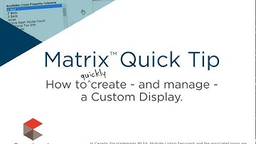 Matrix Quick TIp - Create and Manage Custom Displays