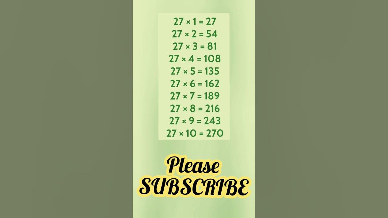 Table of 27 | Multiplication table of 27 | 27 ka table | 27 ka pahada ...