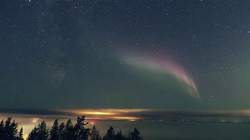 Northern Lights around Umea City with the Steve phenomenon, just 1 minute