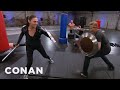 Conan Works Out With Wonder Woman Gal Gadot  - CONAN on TBS