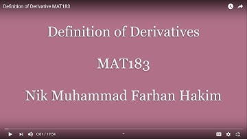 MAT183 - Definition of Derivative / First Principle of Derivatives (Part 2)