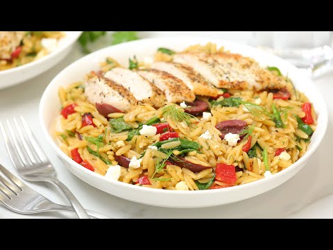 Mediterranean Chicken Orzo | 30 Minute Weeknight Dinner Recipe!