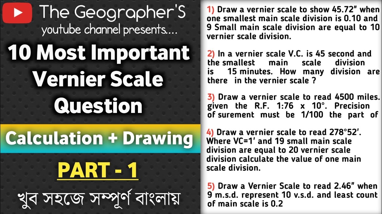 10 Most Important Vernier Scale Question with Calculation and Drawing || Part 1