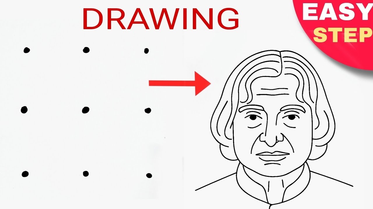How to draw APJ Abdul Kalam Drawing from dots - YouTube