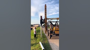 Highway Guardrail Post Installation Process - Good tools and machinery make work easy